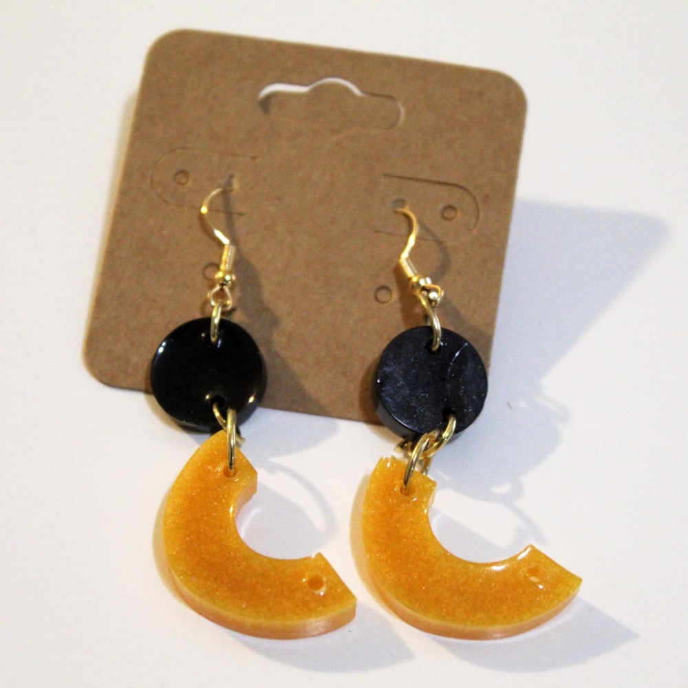 Gold and Black Dangle Earrings
